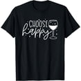 thumbnail image 1 of Cute Choose Happiness With A Glass Of Wine and Stars Design T-Shirt, 1 of 3