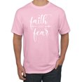 thumbnail image 1 of Cute Christian Quote Faith Over Fear Inspirational/Christian Men's Graphic T-Shirt, Light Pink, Medium, 1 of 3
