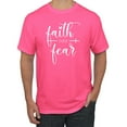 thumbnail image 1 of Cute Christian Quote Faith Over Fear Inspirational/Christian Men's Graphic T-Shirt, Neon Pink, 3XL, 1 of 3