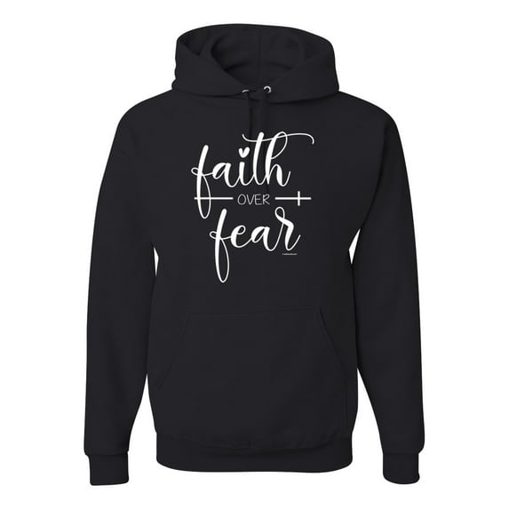 Cute Christian Quote Faith Over Fear Inspirational/Christian Unisex Graphic Hoodie Sweatshirt, Black, Small