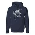 thumbnail image 1 of Cute Christian Quote Faith Over Fear Inspirational/Christian Unisex Graphic Hoodie Sweatshirt, Navy, X-Large, 1 of 3