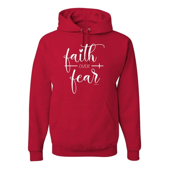 Cute Christian Quote Faith Over Fear Inspirational/Christian Unisex Graphic Hoodie Sweatshirt, Red, 2XL