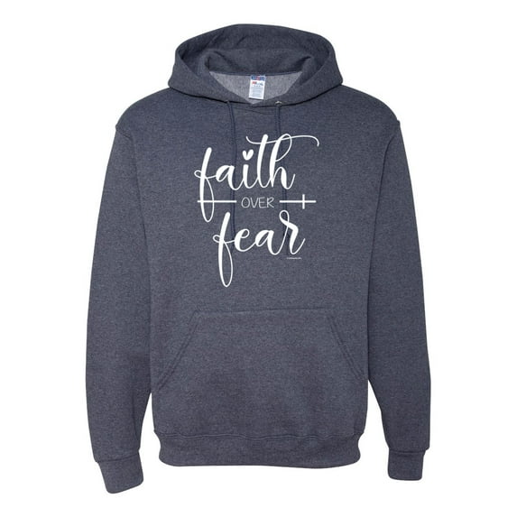 Cute Christian Quote Faith Over Fear Inspirational/Christian Unisex Graphic Hoodie Sweatshirt, Vintage Heather Navy, 3XL