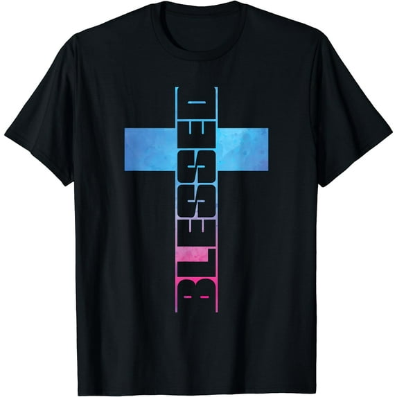 Cute Christian T-Shirts Girls Cross Tshirt Women's Blessed T-Shirt