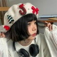 thumbnail image 1 of Cute Christmas Beret Christmas Warm Bow Beret Christmas Warm Bow Beret Christmas Decorations for Home Of The Day, 1 of 9