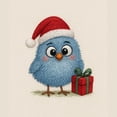 thumbnail image 1 of Cute Christmas Bird Embroidery Design – Blue Chick with Santa Hat & Gift, 1 of 5