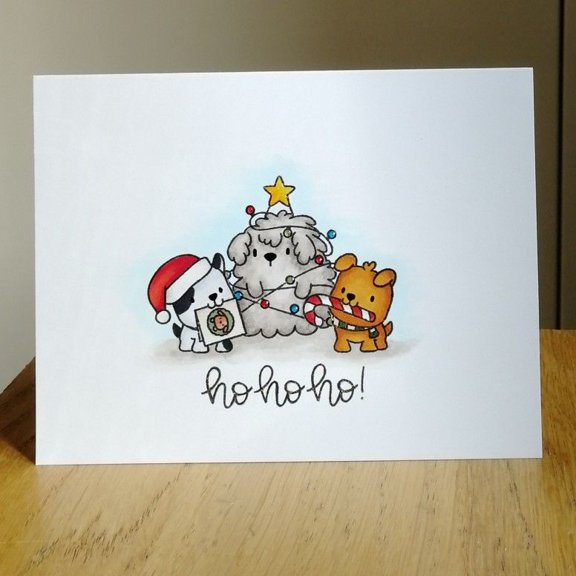 Cute Christmas Card with Adorable Animals Ho Ho Ho! Holiday Greeting Blank Inside, Envelope Included Perfect for Holiday Cheer