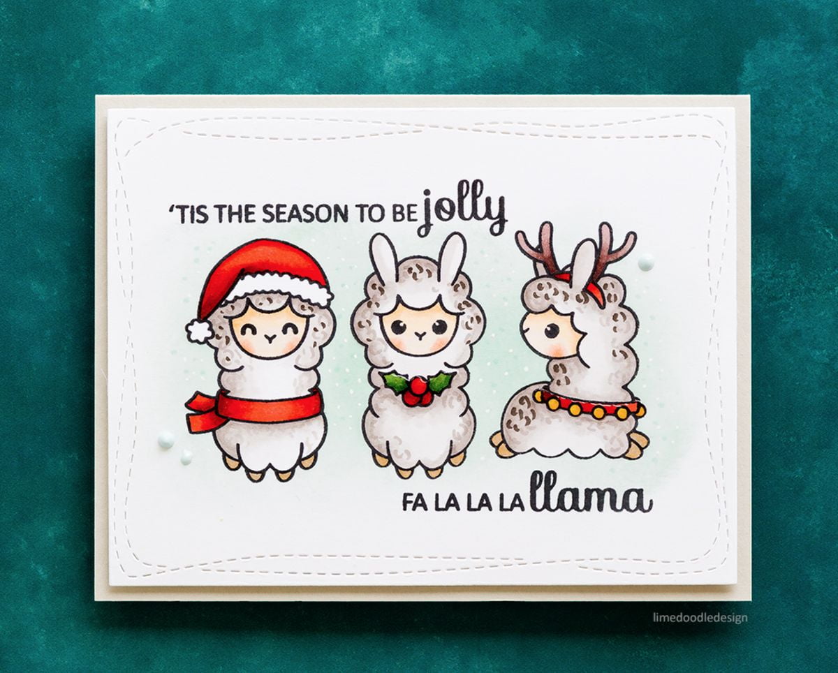 Cute Christmas Card with Llamas 'Tis the Season to Be Jolly Festive Design Blank Inside for Personal Messages Perfect Holiday Greeting Card