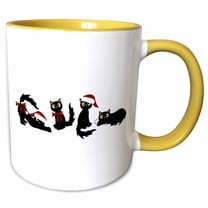 3drose, Cute Christmas Cats Black, 11oz Two-tone Yellow Mug