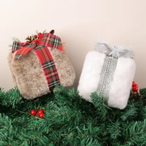 Cute Christmas Decorations Gift Boxes with Bows, 3D Christmas Plush Present Boxes, Faux Fur Present Box Decor Outdoor Indoor Party Christmas Home Yard Art Décor Tree Skirt Ornament 5.9"x5.1"x5.1"