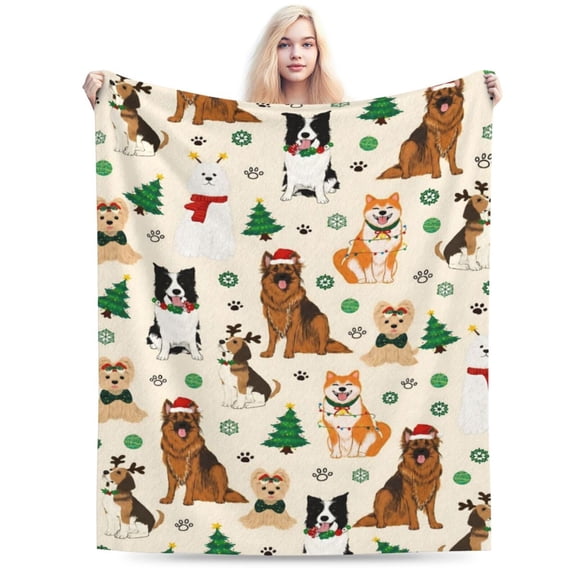 Cute Christmas Dog Throw Blanket Fuzzy Soft Cozy Cute Christmas Dog Blankets Soft Throws 50x40