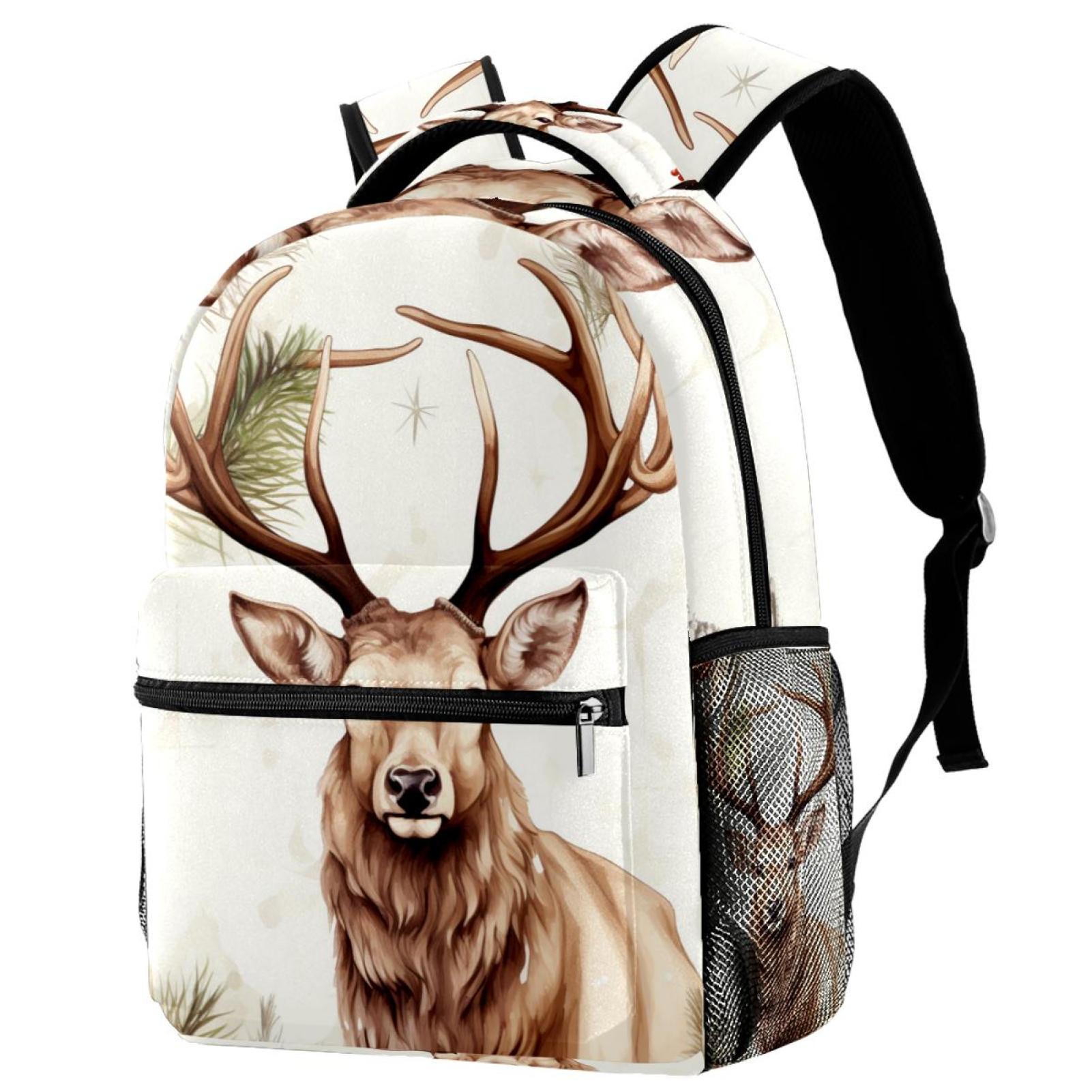 Cute Christmas Elk Backpack for Elementary School Student, Travel