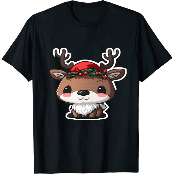 Cute Christmas Elk Pattern T-shirt 3508179_black