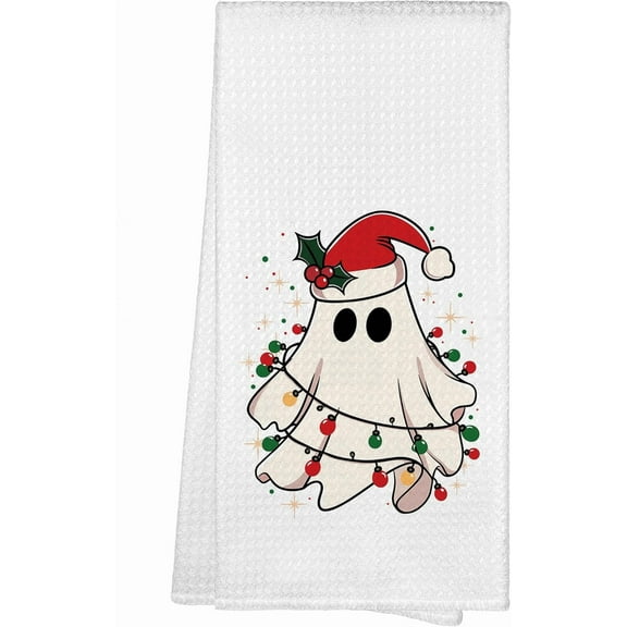 Cute Christmas Ghost Kitchen Towels, Nightmare Before Christmas Decor Hand Towels for Holiday Xmas, Funny Scary Xmas Decorative Tea Dish Towels for Bathroom Decor 16x24 Inch