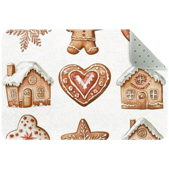 Cute Christmas Gingerbread Cookies Collection Entryway Rug, 2x3 Area Rug Indoor Door Mat Non-slip Washable Floor Carpet Rug for Bedroom Office Dining Room Bathroom