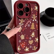 Cute Christmas Gingerbread Pattern Phone Case for iPhone 17 16 15 14 13 12 11 Pro Max 16E Festive Creative Cover