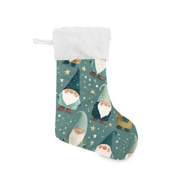 Cute Christmas Gnomes with Stars Presents Christmas Stockings Large Capacity 18 inch Gift Bag with Hook Xmas Holiday Decor 2 Pack