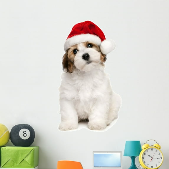 Cute Christmas Havanese Puppy Wall Decal by Wallmonkeys Peel and Stick Graphic (48 in H x 34 in W) WM21709