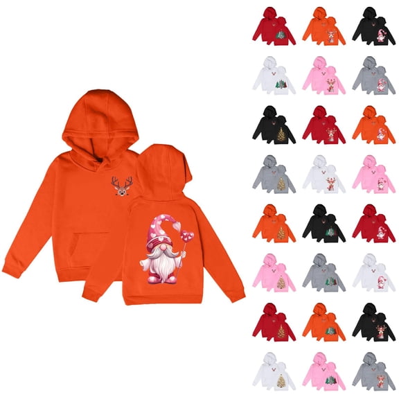 Cute Christmas Hoodies for Girl 2025 Long Sleeve Holiday Graphic Hooded Sweatshirt with Pockets Kids Pullover Tops