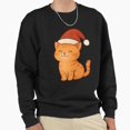 thumbnail image 1 of Cute Christmas Kitten With St. Nick Hat Graphic Unisex Sweatshirt Adorable Retro Art G22062, Up to Size 5XL, 1 of 2