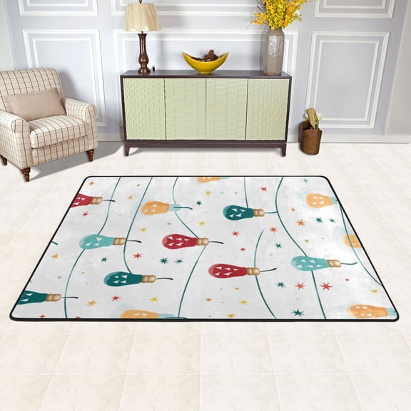 Cute Christmas Lamp Light Post Area Rug Washable 72 x 48 Floor Carpet Mat Non Slip for Bedroom Living Room Kids Room Home Decor