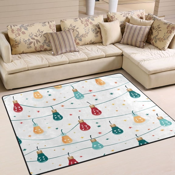 Cute Christmas Lamp Light Post Area Rug Washable 80 x 58 Floor Carpet Mat Non Slip for Bedroom Living Room Home Decor
