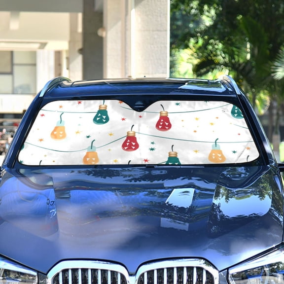 Cute Christmas Lamp Light Post Automotive Front Car Windshield Sun Shade Reflector Foldable for Front Fit for Cars Truck SUVs