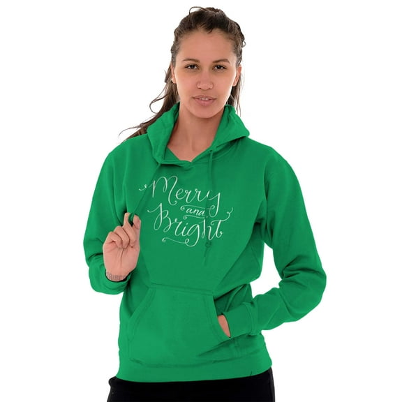Cute Christmas Merry and Bright Hoodie Sweatshirt Women Brisco Brands S