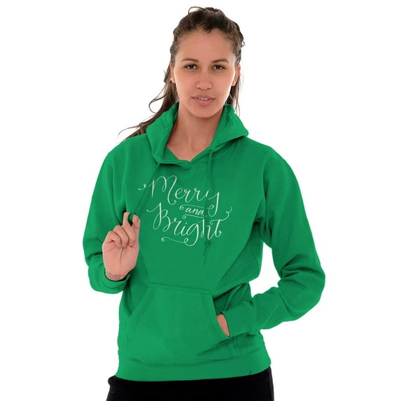 Cute Christmas Merry and Bright Hoodie Sweatshirt Women Brisco Brands S