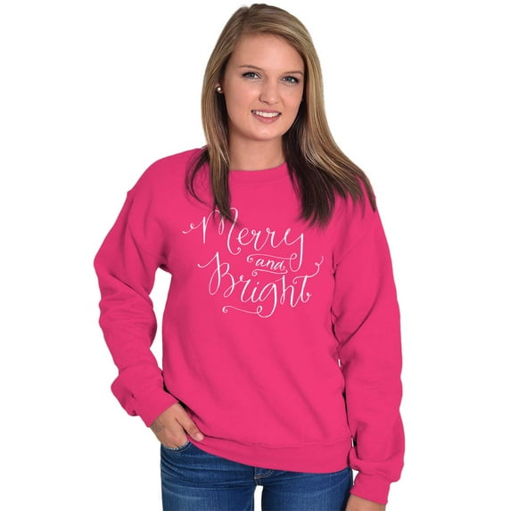 Cute Christmas Merry and Bright Women Plus Size Crewneck Sweatshirt Brisco Brands 3X