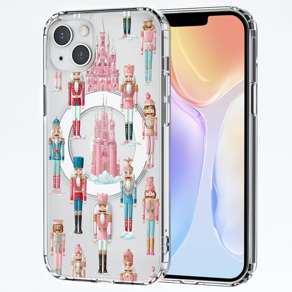 Cute Christmas Nutcracker Magnetic Case for iPhone 14 Plus Xmas Soldier Mouse Clear Phone Cover Compatible with Mag Safe Wirelessholiday Shell Slim Protection Anti-Slip Christmas Girl