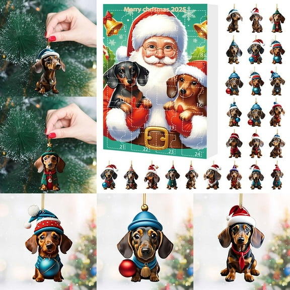 Cute Christmas Ornament Dog Advent Calendar, Advent Calendar for Pets, 24 Day Countdown Calendar Christmas Gifts for Teens, Boys, Girls