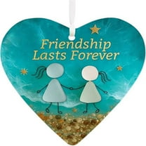 Cute Christmas Ornaments,Friendship Gifts For Women,Heart-Shaped Sea Glass Friendship Decor,Timeless Friendship Heart Keepsake Ornament for Christmas Tree,Sea Glass Art Hanging Ornaments for Friends