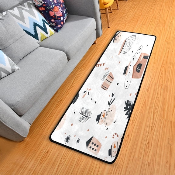 Cute Christmas Pattern 72x24" Runner Rug, Non-Slip Memory Foam Cushion, Anti-Crease for Hallways and Bedrooms