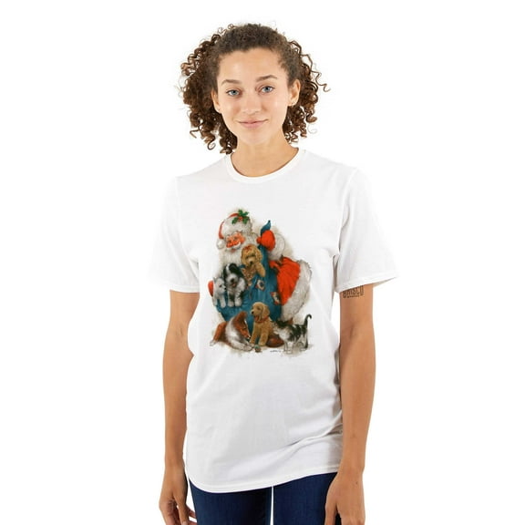 Cute Christmas Santa Animal Present Women's Graphic T Shirt Tees Brisco Brands L