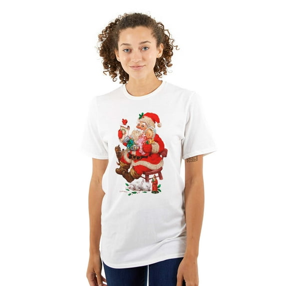 Cute Christmas Santa Claus Checklist Women's Plus Size Graphic Tee Brisco Brands 3X