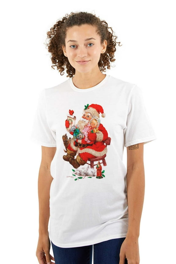 Cute Christmas Santa Claus Checklist Women's Graphic T Shirt Tees Brisco Brands L