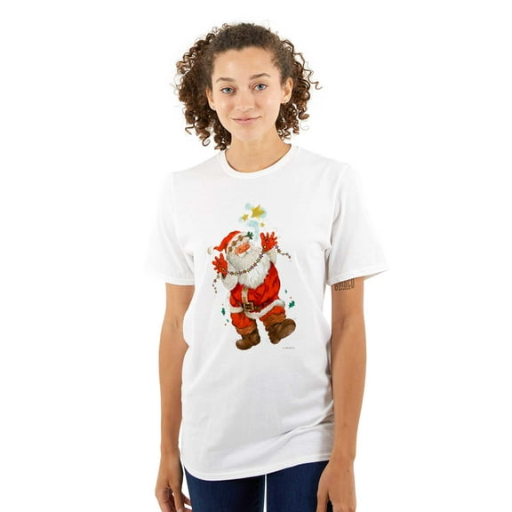 Cute Christmas Santa Claus Lights Women's Graphic T Shirt Tees Brisco Brands M