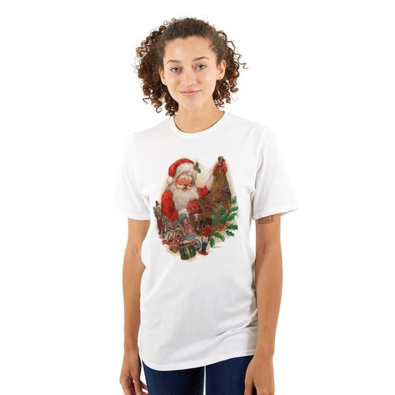 Cute Christmas Santa Claus Present Women's Plus Size Graphic Tee Brisco Brands 3X