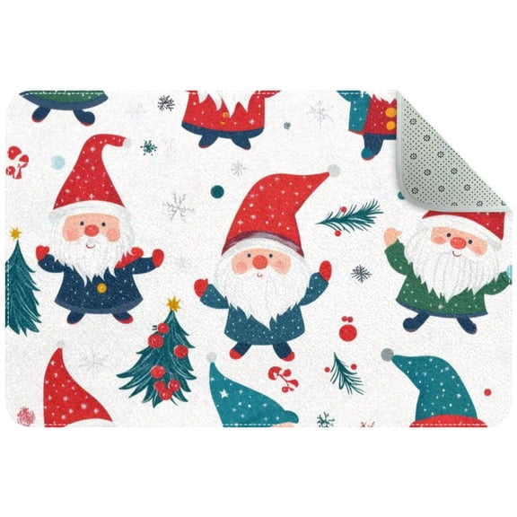 Cute Christmas Santa Claus Small Area Rug, Non-Slip Door Mat Indoor Floor Mat, Washable Kitchen Rug Entrance DMat for Bedroom Living Room