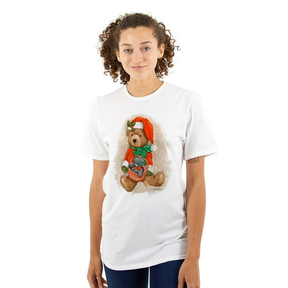 Cute Christmas Santa Claus Teddy Bear Women's Graphic T Shirt Tees Brisco Brands S