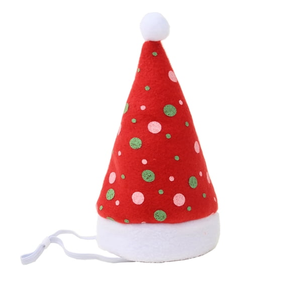 Cute Christmas Santa Pet Hat with Elastic Chin Strap, Adjustable Holiday Photo Prop for Dogs & Cats