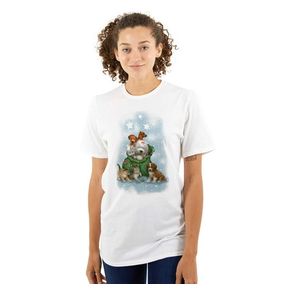 Cute Christmas Santa Sack Animals Women's Graphic T Shirt Tees Brisco Brands S
