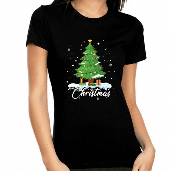 Cute Christmas Shirts for Women Family Christmas Tshirts Christmas Tree Christmas Matching Shirt