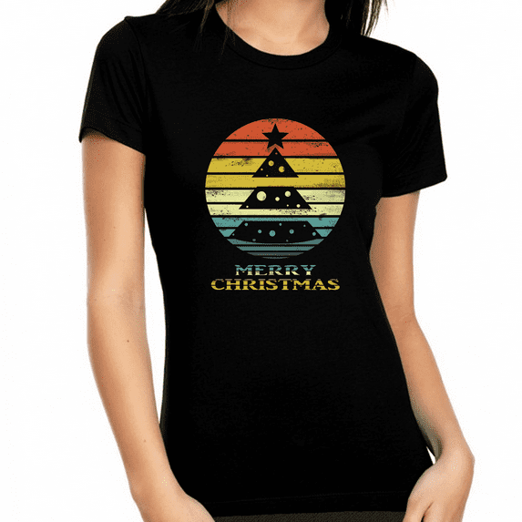 Cute Christmas Shirts for Women Vintage Christmas Clothes Womens Christmas Shirt Retro Xmas Shirt