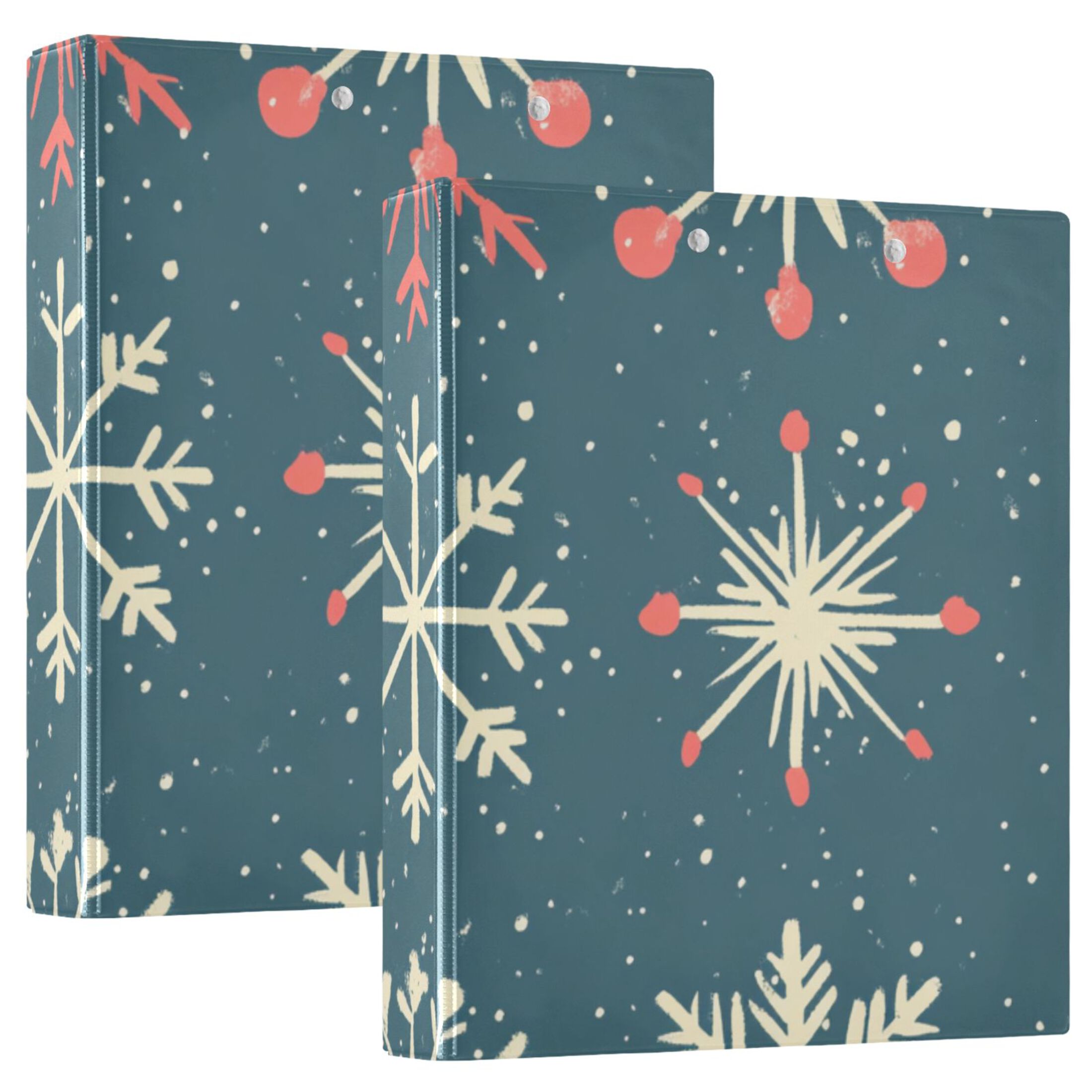 Cute Christmas Snowflakes 3 Ring Binders 1.5 inch Hardcover File Folders with Interior Pockets A4 Size Organizer for School Office Hospital