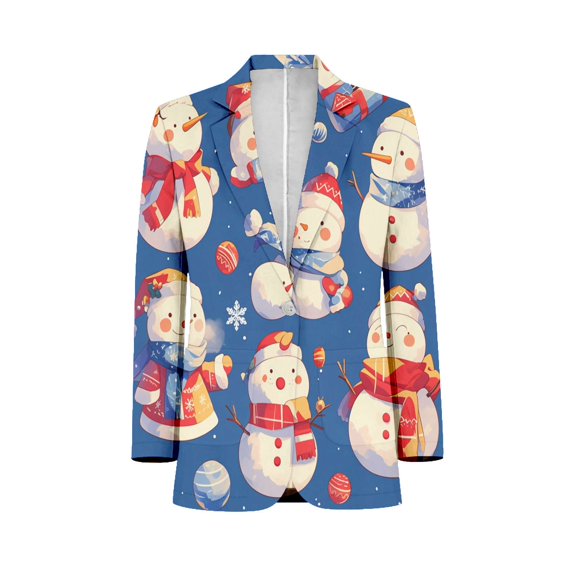 Cute Christmas Snowman Customized Men's Suits full man Shawl Collar — free download