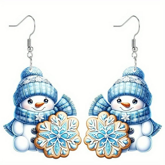 Cute Christmas Snowman Dangle Hook Earrings for Women Festive Holiday Jewelry for Party and Seasonal Celebrations