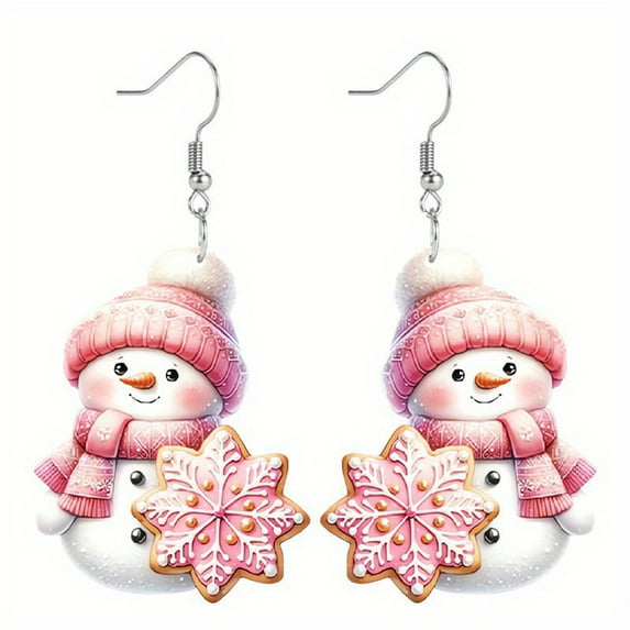 Cute Christmas Snowman Dangle Hook Earrings for Women Festive Holiday Jewelry for Party and Seasonal Celebrations