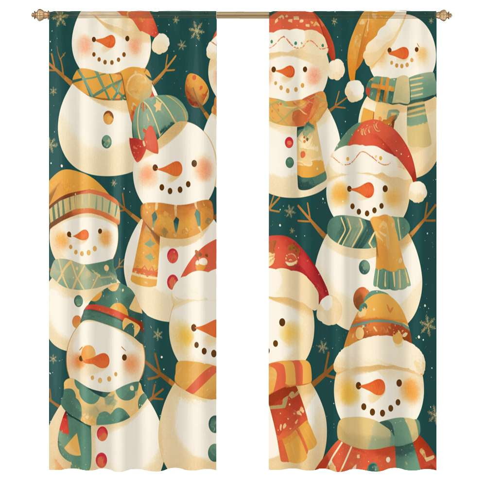 Winter Glow Snowman Quilted Curtains NCU0NTD988